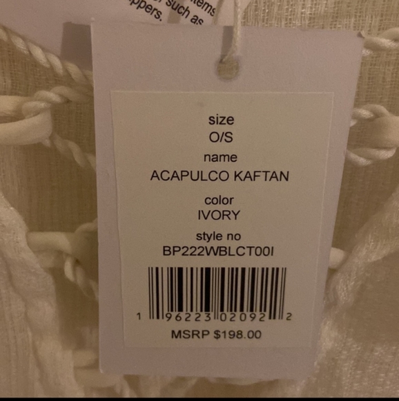 🆕Walter Baker | Acapulco Kaftan Swim Cover-up Dress Cover Ivory White One Size - Picture 11 of 14
